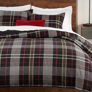 Pottery Barn Carson Plaid King Duvet + Pillow covers